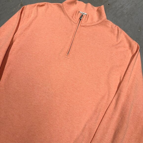 Peter Millar 1/4 Zip Sweatshirt Long Sleeve Pullover Stretch Salmon Orange XL - Picture 2 of 6